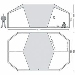 Nordisk Vanaheim 40 m² Inner Cabin technical cotton natural -Tent Attachment Sales Vanaheim 40m Skizze